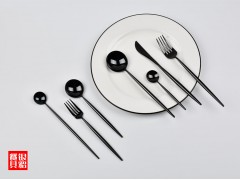 葡萄牙 里昂 镜面 304不锈钢刀叉勺 全黑不锈钢餐具